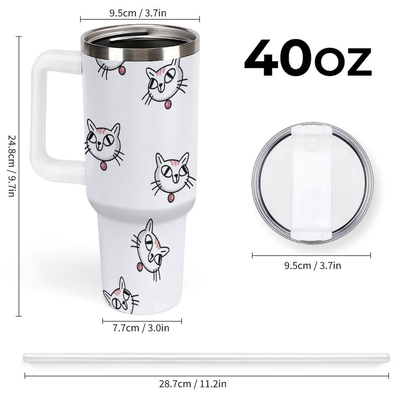 PHDT00255 POD US Local Tumbler 40 oz Large Capacity Car Cup Cat Cartoon