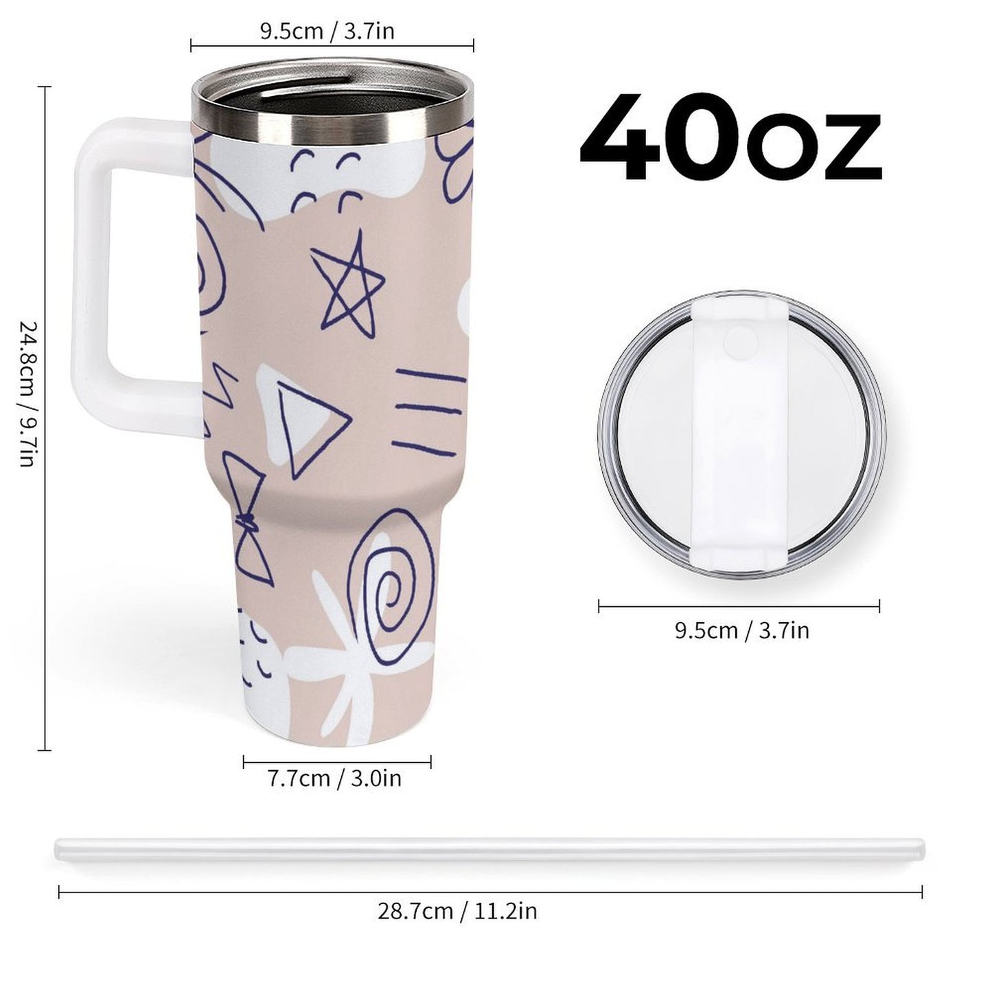 PHDT00529 POD US Local Tumbler 40oz Large Capacity Car Cup Graffiti, Abstract Geometry