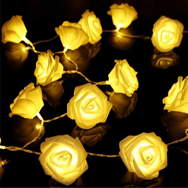 US Local 40 LEDs Rose Flower String Lights 10ft Battery Operated Decorative