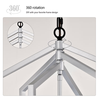 US Local 4-Light Farmhouse Chandeliers, Matte Black And Sliver Matte Black Vintage Cage Light Fixture ,Adjustable Height Chandeliers For Dining Room, Bedroom, Living Room, Confere E12 Bulbs Not Included