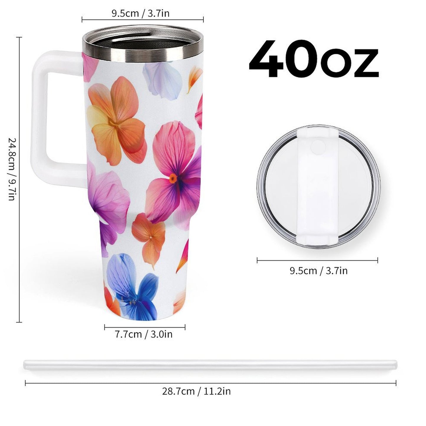 PHDT00056 POD US Local Tumbler 40 oz Large Capacity Car Cup Butterflies, Flowers