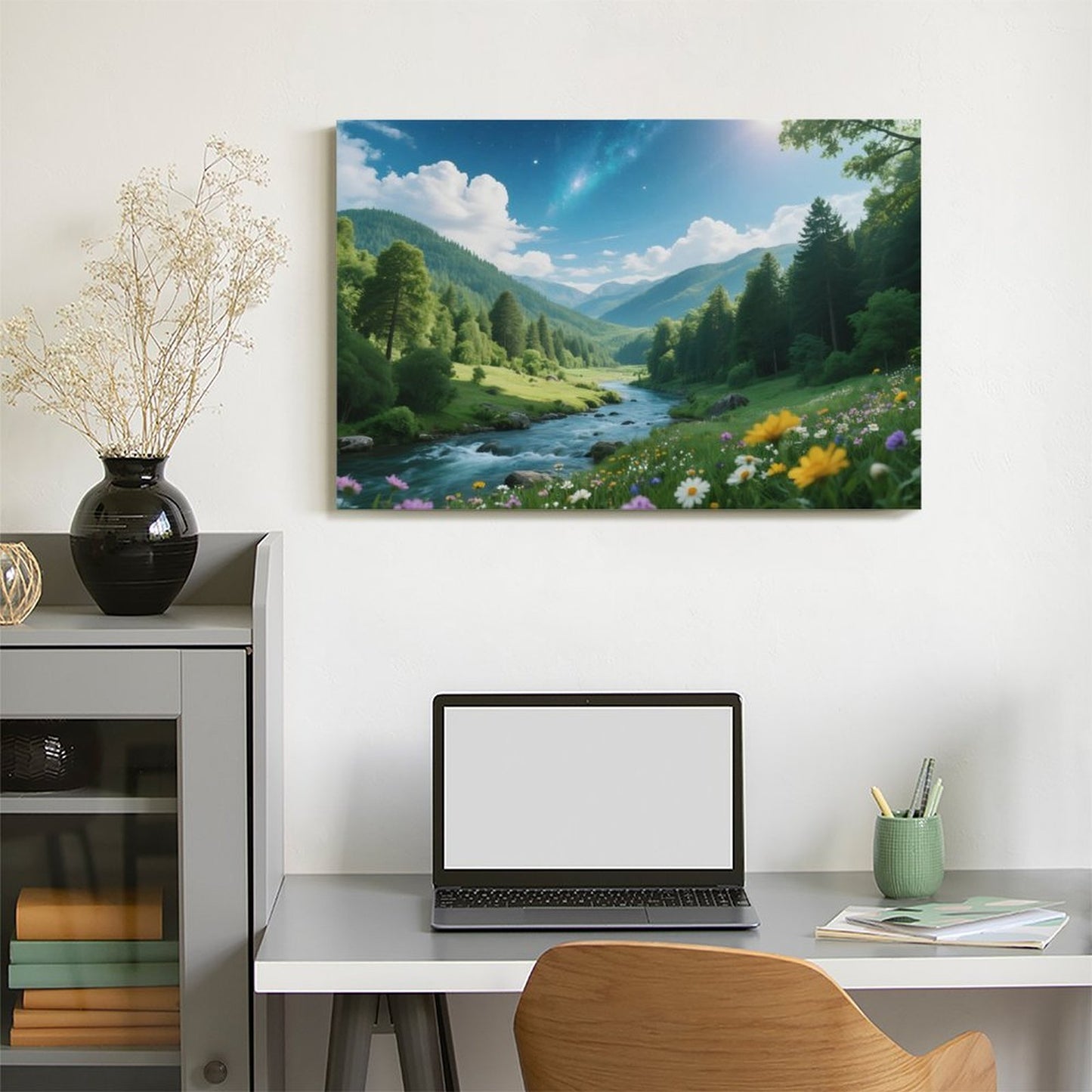 Decorative Interior Frame Painting Mountain-river-starry-summer-2