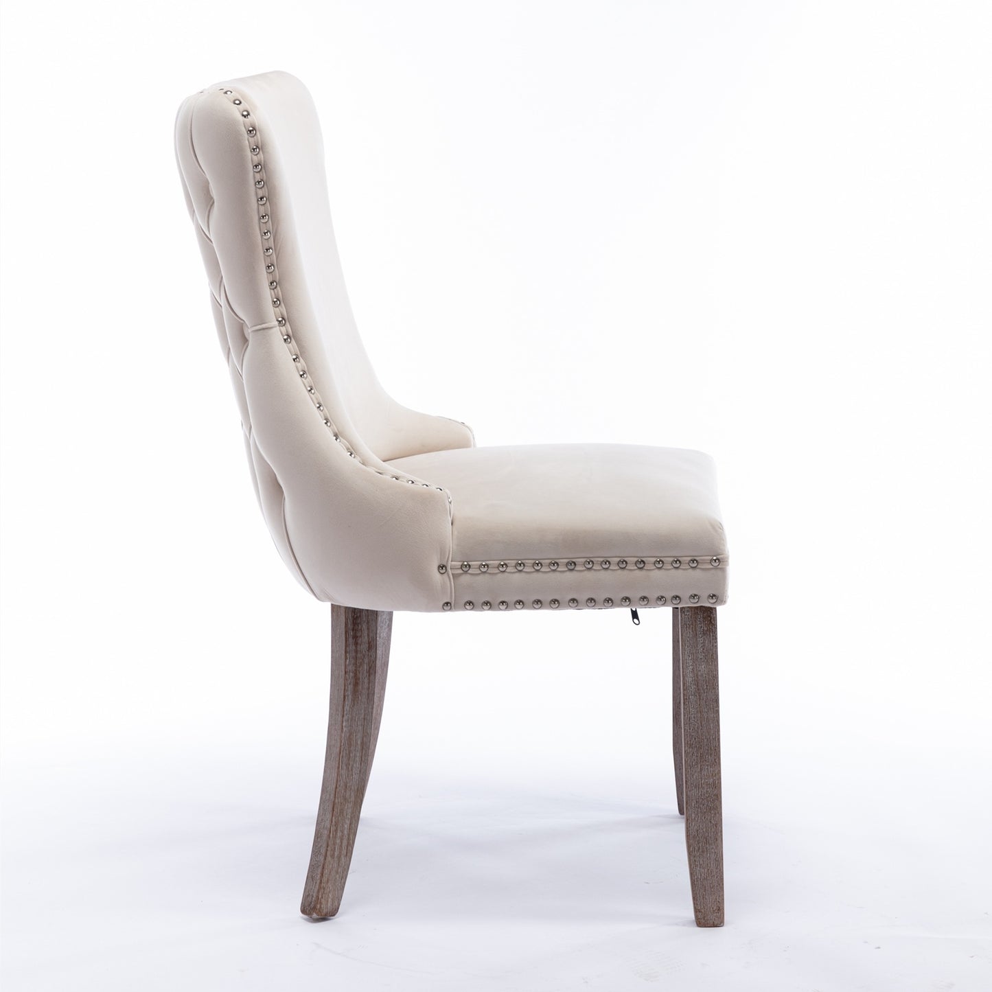 US Local A A Upholstered Wing-Back Chair With Nailhead Trim & Solid Wood Leg
