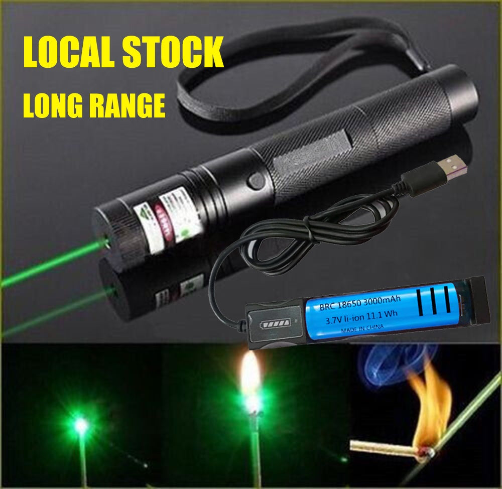 UK Local Green Laser Pointer Pen Light 9900Mile Strong Visible Beam Lazer AAA Torch 532nm USB Rechargeable Flashlight