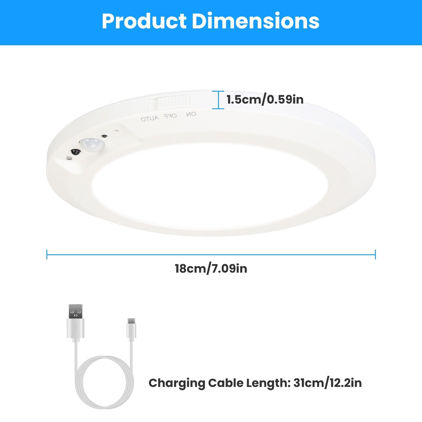 US Local 1Pack Magnetic Flush Ceiling Light Rechargeable Motion Sensor Ceiling Light Wireless Ceiling Light With Timer Remote Stepless Dimmable For Closet Stairs Garage Bathroom