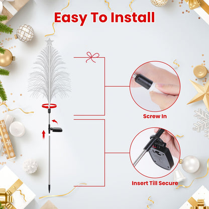 US Local 4Pack 7 Color Changing Solar Christmas Tree Lights Outdoor Optical Fiber Stake Lights Cedar Tree Lights With Topper Star IP44 Waterproof For Garden Yard Pathway Lawn