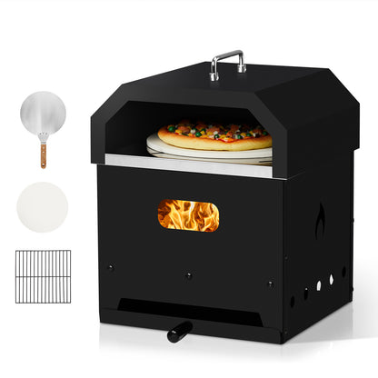 US Local Black, Square Pizza Oven With Handle, Iron Charcoal Oven