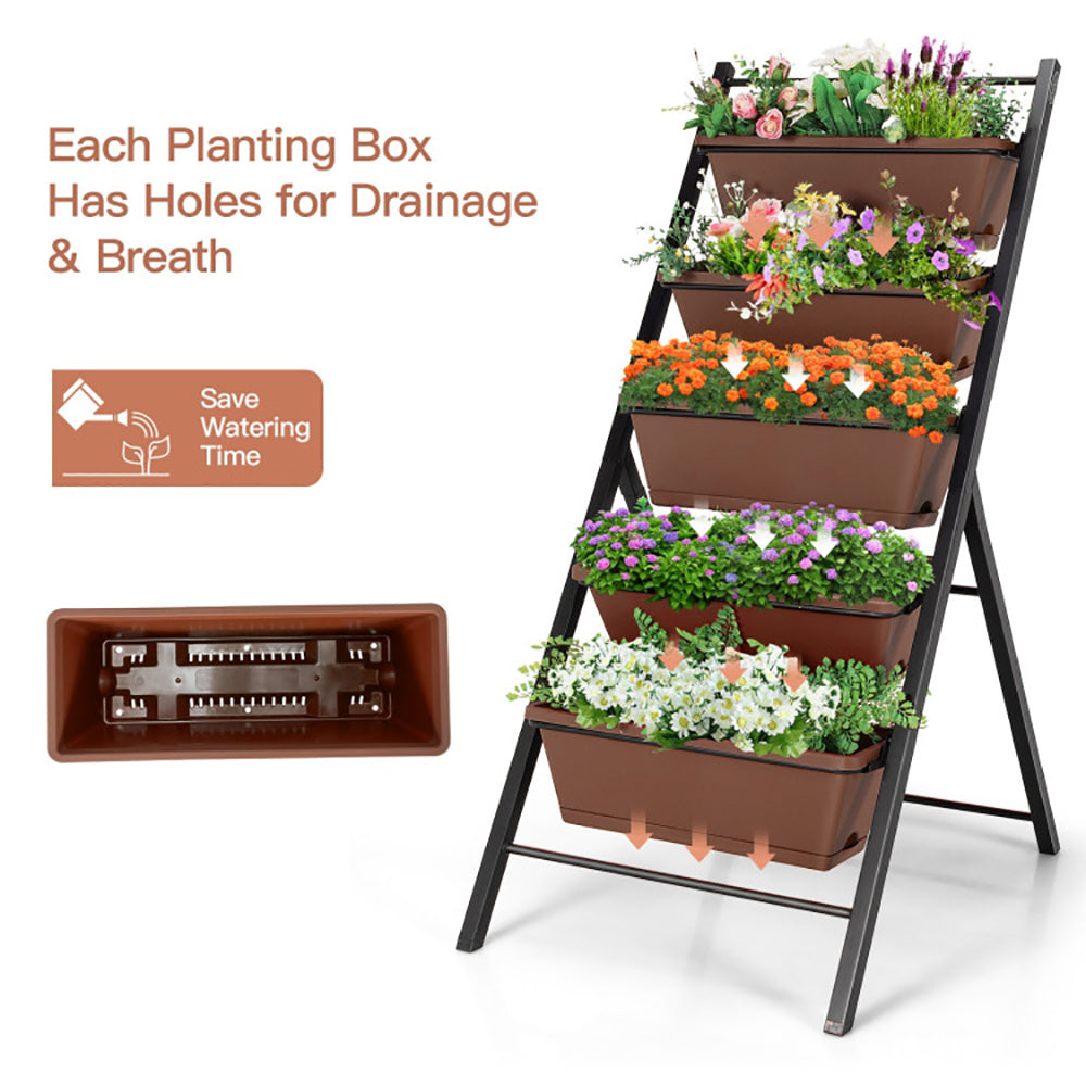 US Local 5-tier Vertical Garden Planter Box Elevated Raised Bed With 5 Container