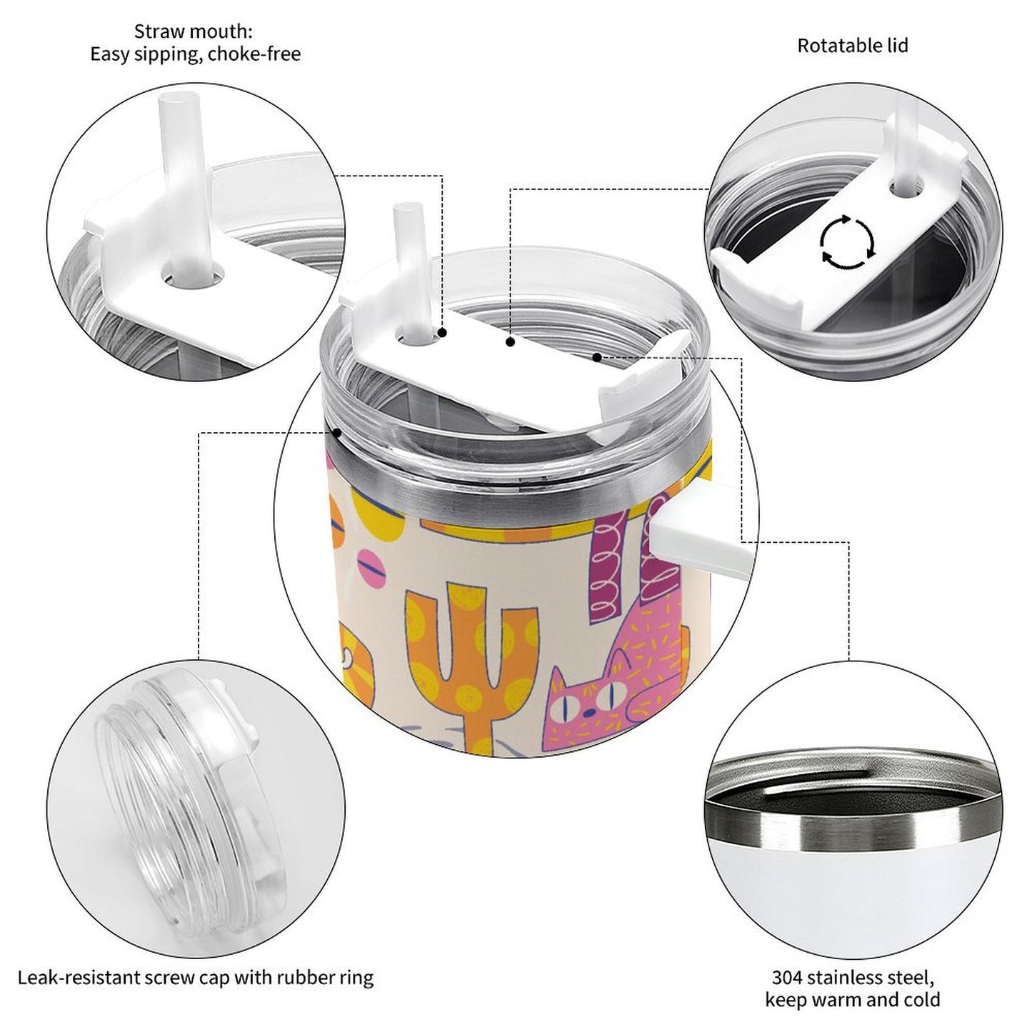 PHDT00248 POD US Local Tumbler 40 oz Large Capacity Car Cup Cat