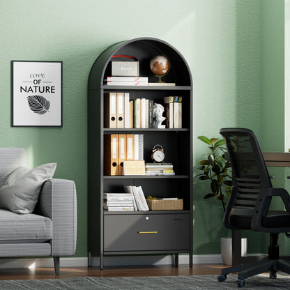 US Local Metal Arched Household Storage Cabinet In Black And White Color