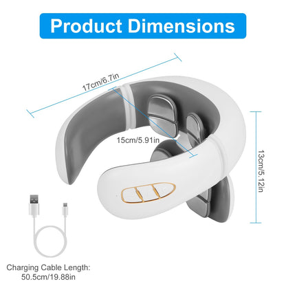 US Local 1 Set 8 Head EMS Neck Massager With Heat Cordless Cervical Neck Massager EMS Neck Massager With 6 Modes 15 Intensity Levels Remote Control