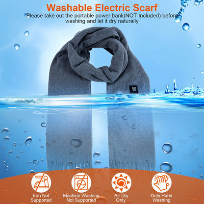 US Local 1 Pc Electric Heated Winter Scarf USB Heating Neck Wrap Unisex Heated Neck Shawl Soft Warm Scarves 3 Heating Modes For Outdoor Cycling Skiing Skating