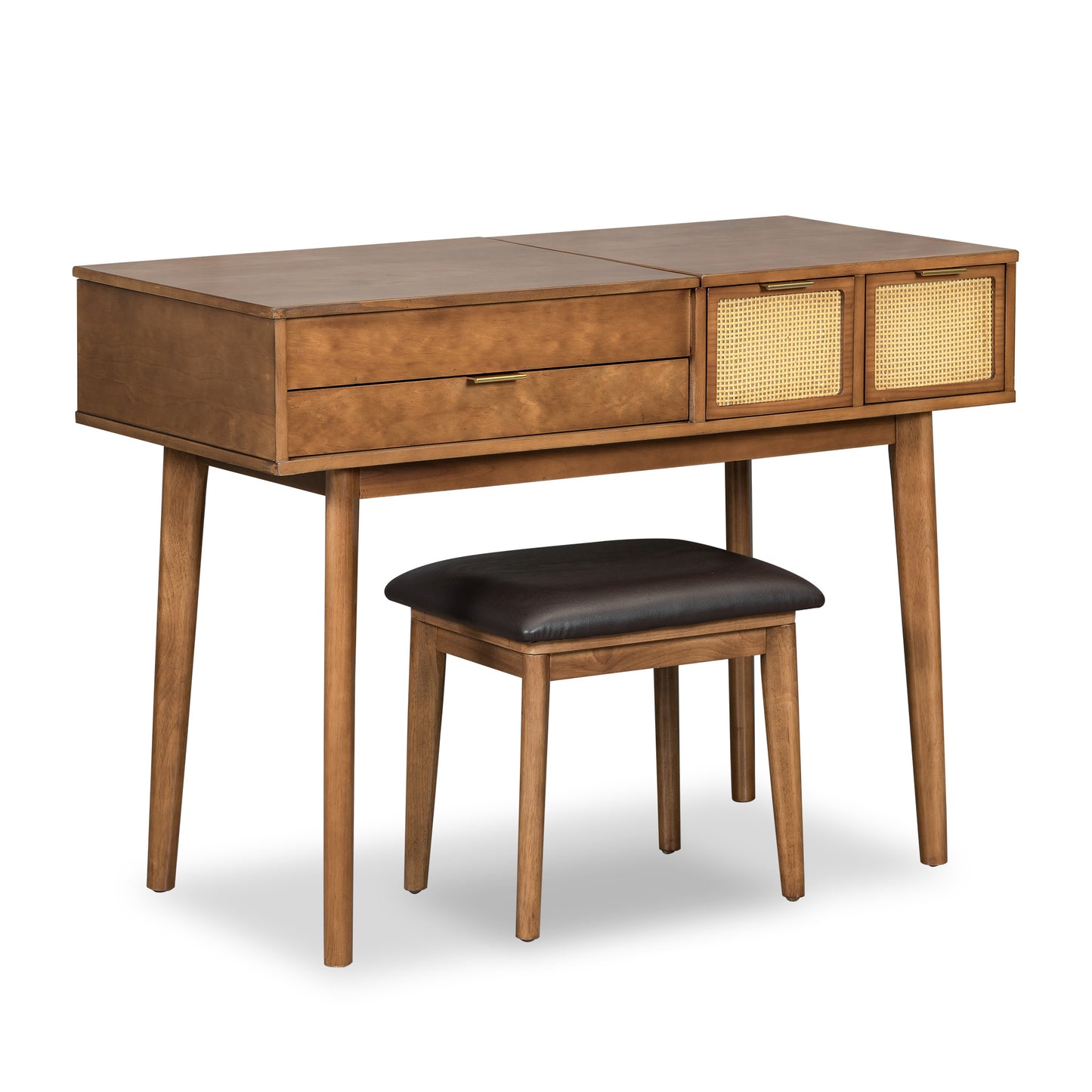 US Local 43.3 Inches, Classic Wooden Makeup Vanity Set