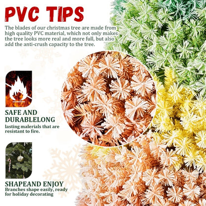 US Local 6FT 7.5FT Artificial Unlit Colorful Rainbow Hinged Christmas Tree, WITH PVC Branch Tips