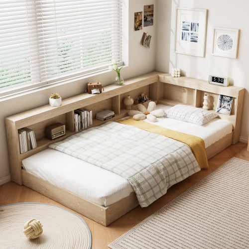 UK Local Storage Bed, 3FT Single Bed 90x190cm, Plenty Of Storage Space, Durable And Sturdy, For Adults  Teenagers, Single Bed, MDF Plywood, Multifunctional Bed, White Oak Color