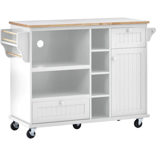US Local Kitchen Island Cart With Storage Cabinet And Two Locking Wheels
