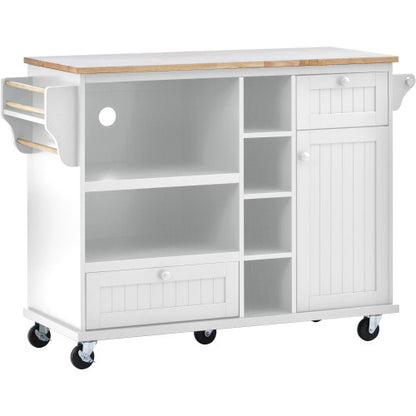US Local Kitchen Island Cart With Storage Cabinet And Two Locking Wheels