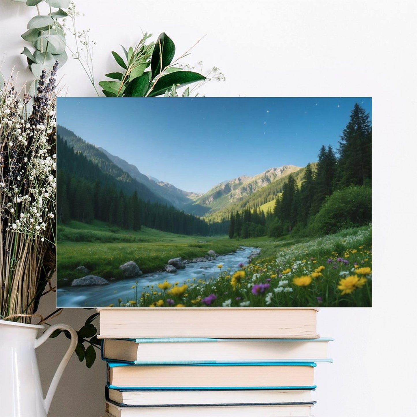 Decorative Interior Frame Painting Mountain-river-starry-summer-1