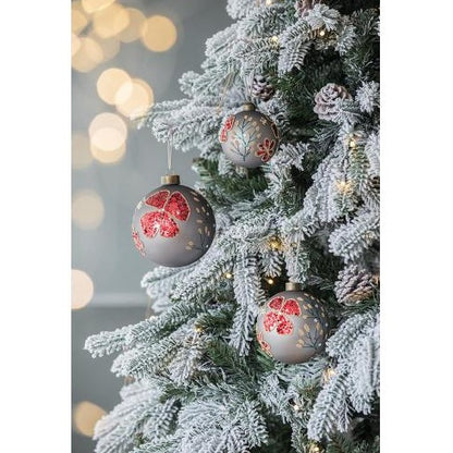 US Local D4.7 Christmas Ball Ornaments, Glass Decorative Hanging Ball Christmas Tree Ornaments For Holiday Party Decorations, Set Of 4