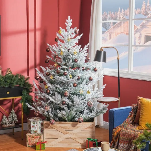 US Local HOMCOM 6 Foot Artificial Christmas Tree, Pine Hinged Xmas Tree With 795 Realistic Branches, Steel Base, Auto Open, Green