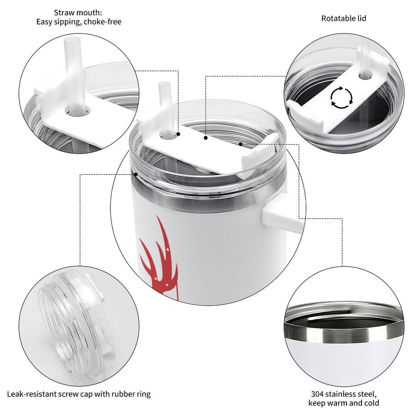 PHDT00306 POD US Local Tumbler 40 oz Large Capacity Car Cup Christmas Red Reindeer Snow