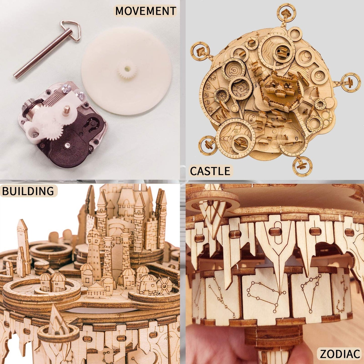 US Local MUSIC PARK 3D Wooden Puzzles Music Box Kits You Are My Sunshine Castle Building Model DIY Crafts Birthday Gift For Women