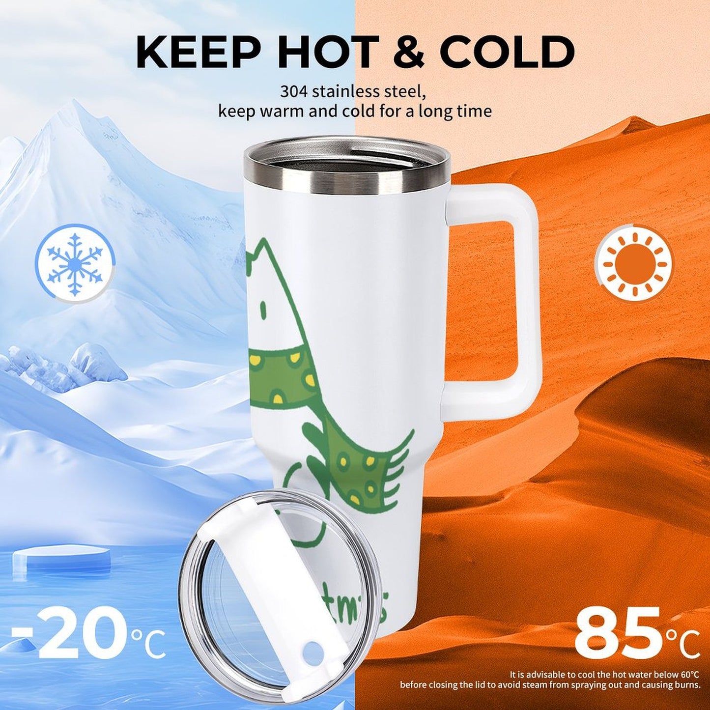 PHDT00018 POD US Local Tumbler 40 oz Large Capacity Car Cup Christmas Cat