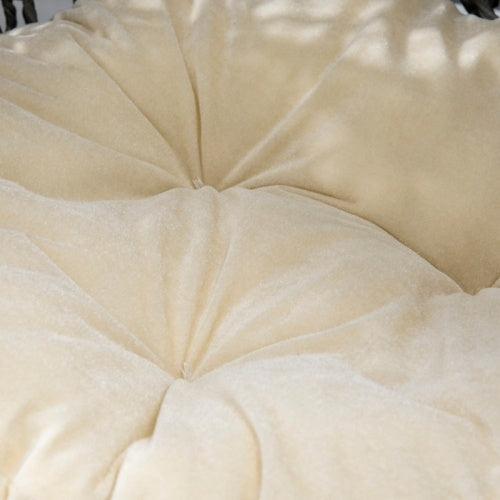 UK Local PawHut Rattan Elevated Cat Bed House Kitten Basket Ball Shaped Pet Furniture W Removable Cushion - Silver-Tone And Grey