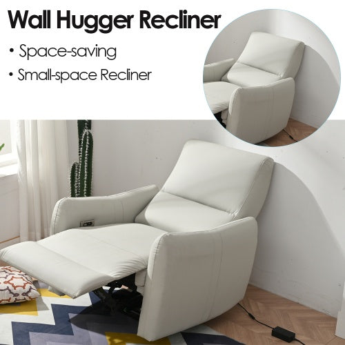 US Local Wall Hugger Recliner,Power Recliner Chair,Electric Recliner For Living Room,PU Leather Reclining Armchair For Small Space,Reclining Sofa For Bedroom Apartment RV,with USB Port
