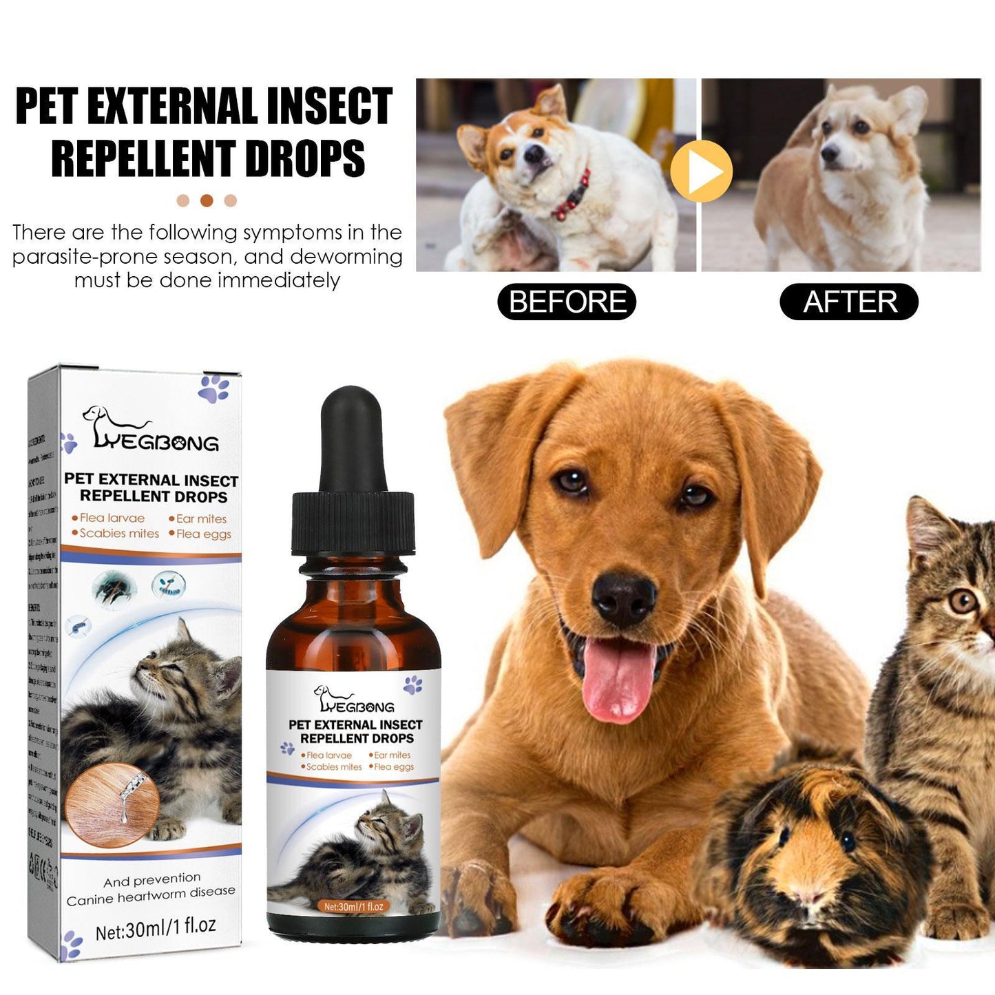 US Local Igbang Pet External Deworming Drops For Cats And Dogs To Remove Ticks And Fleas