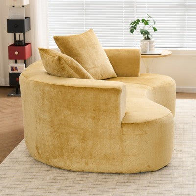 US Local Moon Shaped Sofa, Modern Sleeper Cat Waist Sofa With Deep Seat, Non Assembly Sponge Compression Sofa