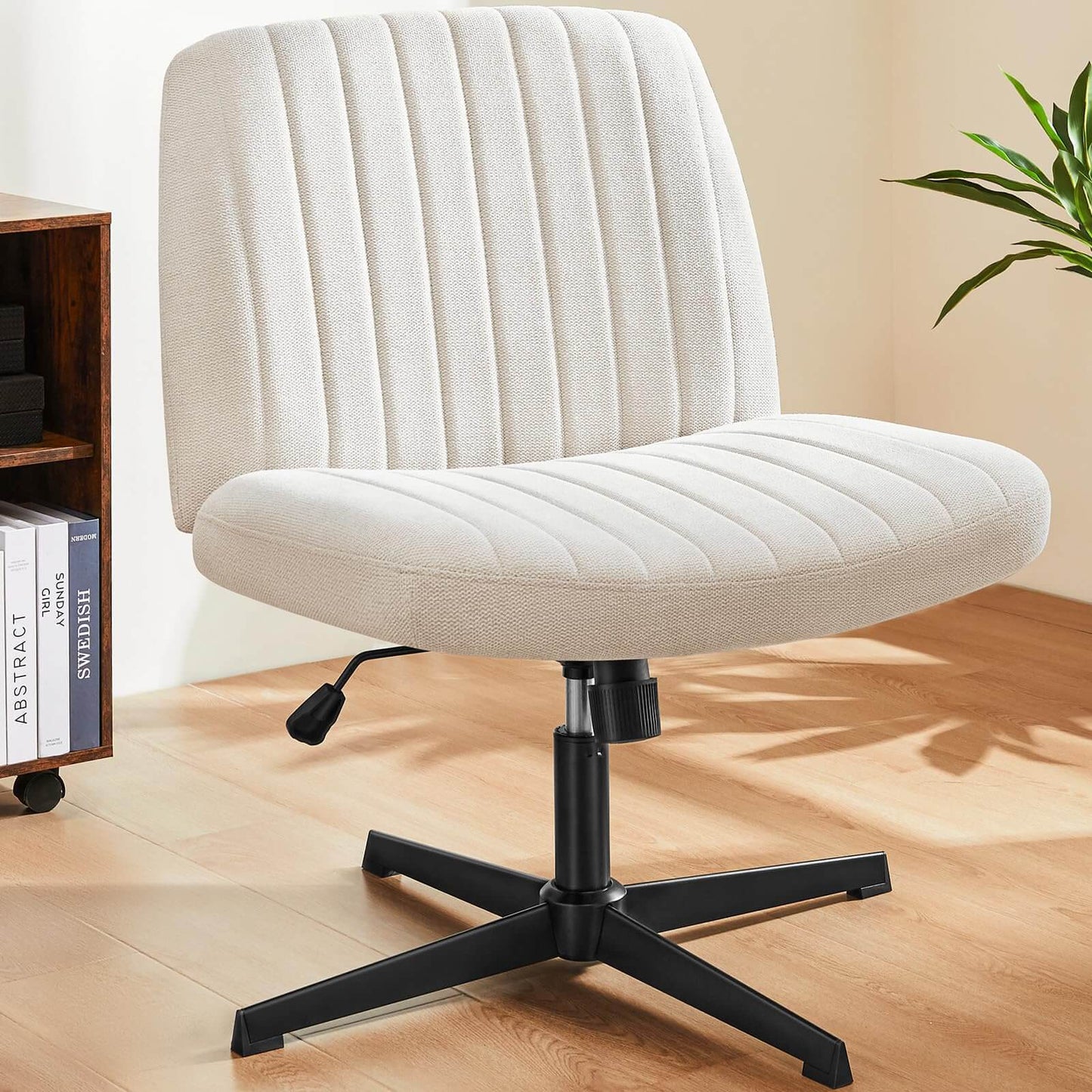 US Local Cross-Legged Chair,No Wheels Armless Swivel Home Office Chair