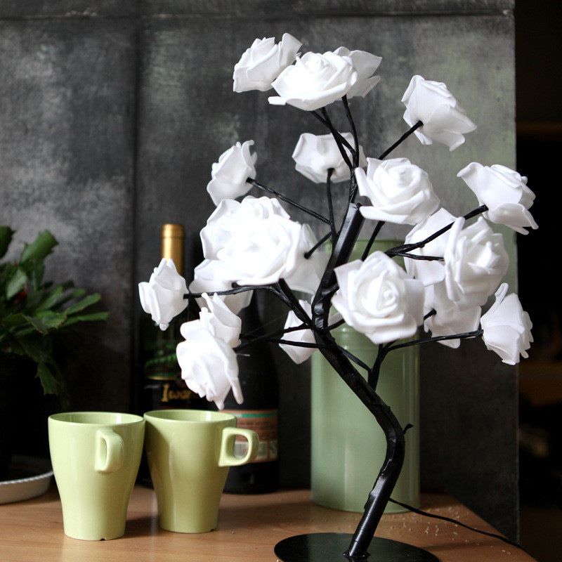 USA Local Rose Flower Lamp USB Battery Operated LED Table Lamp Bonsai Tree Night Lights Garland Bedroom Decoration Lights Home Decor