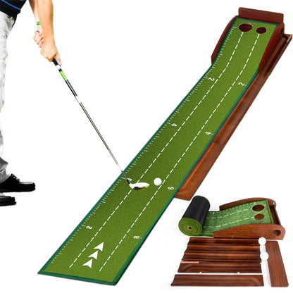 US Local Golf Putting Mat Practice Training Aid With Auto Ball Return And 2 Hole Sizes