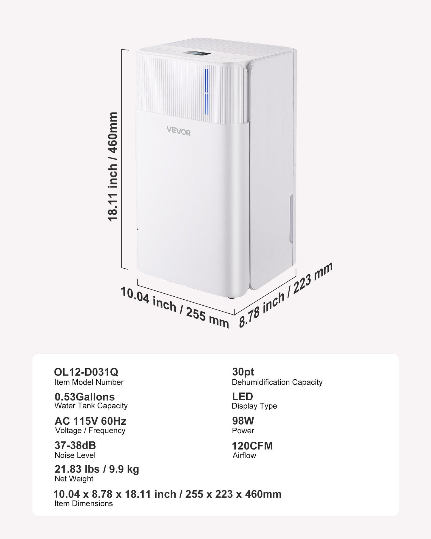 US Local 30 Pints Dehumidifier For Home And Basement Smart Humidity Low Noise For Room