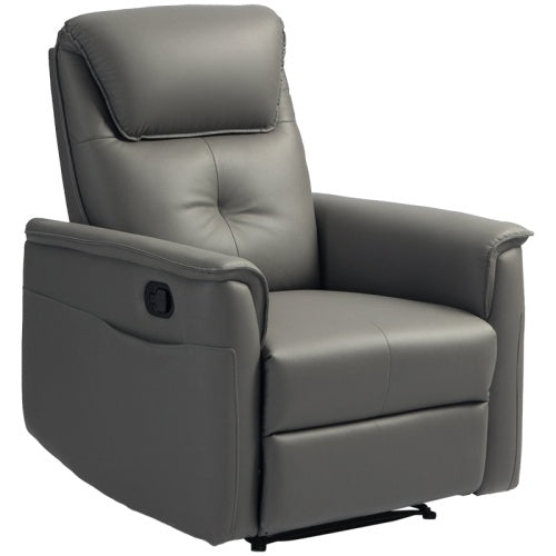 UK Local HOMCOM Recliner Armchair With Thick Padded Spring Cushion, Microfibre Manual Reclining Chair With Adjustable Leg Rest, Side Pockets For Living Room, Bedroom, Light Grey