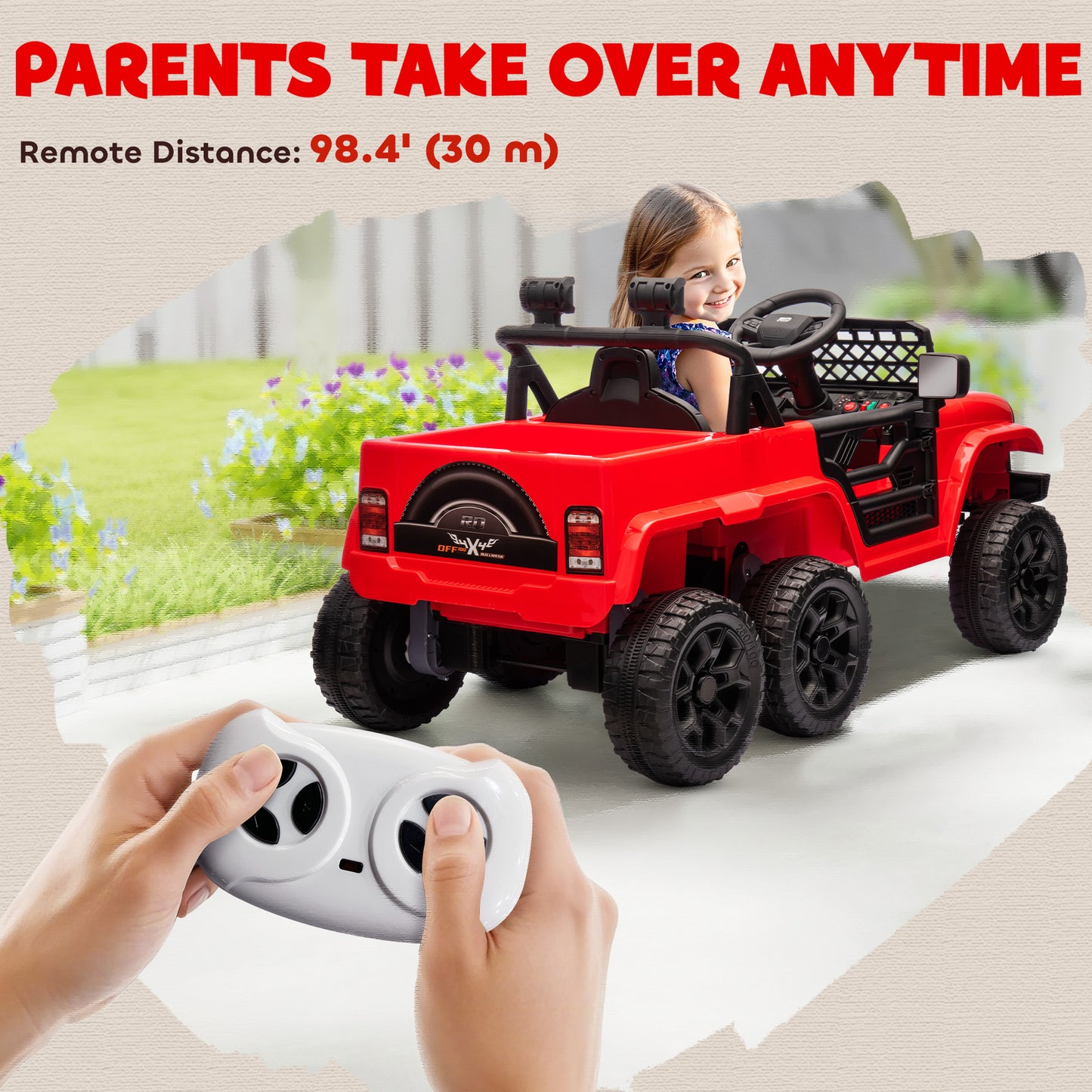 US Local 12V 4x4 Kids Electric Car w/ 2WD/4WD Switchable