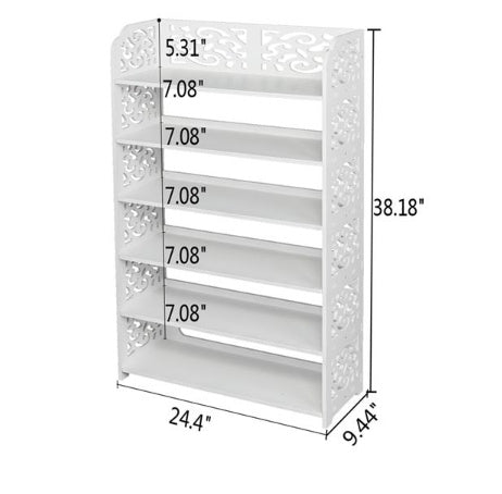 US Local Wood Plastic Board -6-story Carved Shoe Rack