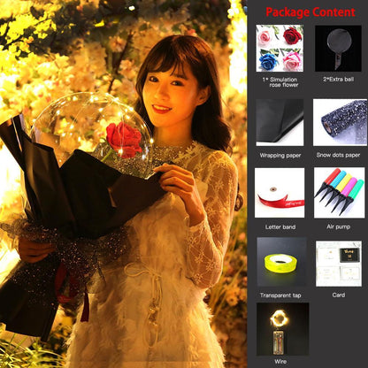 US Local LED Luminous Balloon Rose Bouquet Transparent Bobo Ball Rose