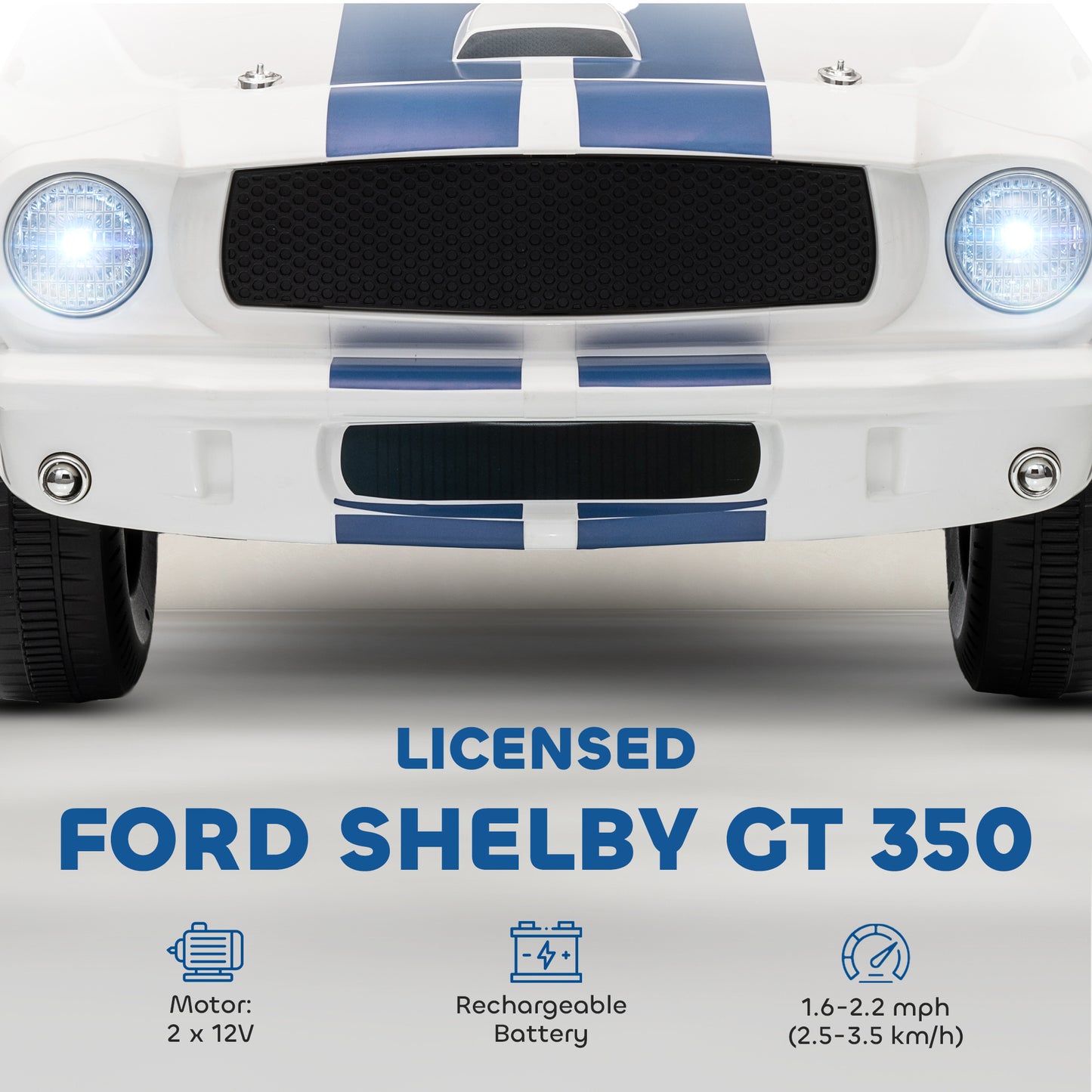 US Local Ride On Car With Remote Control, Adjustable Speed, MP3, Smooth Start, LED Lights, White