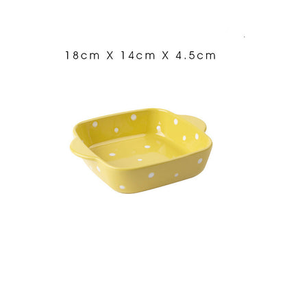 Ceramic Dot Cheese Baked Rice Plate Household Microwave Oven