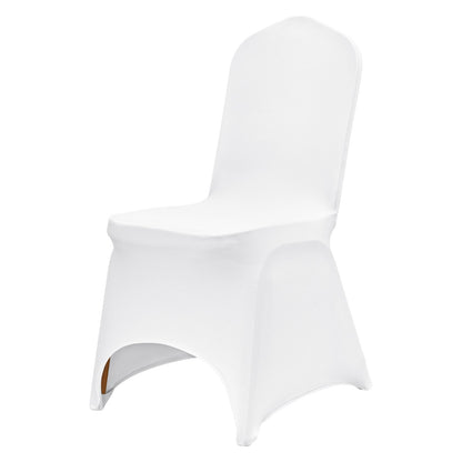 US Local VEVOR Stretch Spandex Folding Chair Covers, Universal Fitted Arched Front Cover, Removable Washable Protective Slipcovers, For Wedding, Holiday, Banquet, Party, Celebration, Dining  50PCS White