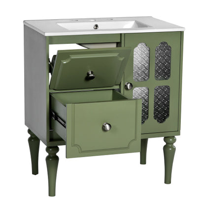 US Local Vintage Style 30inch Bathroom Vanity With Ceramic Sink Combination