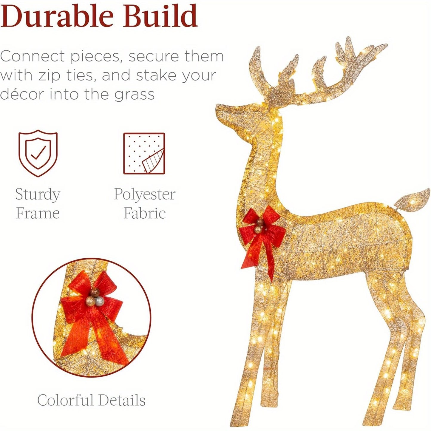 US Local Golden Christmas Reindeer Set - 3-Piece Holiday Decoration