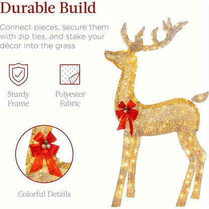 US Local Golden Christmas Reindeer Set - 3-Piece Holiday Decoration