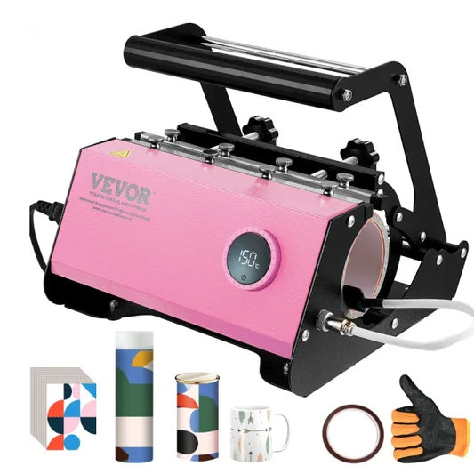 US Local VEVOR Mug Heat Press, 11-30oz Tumbler Heat Press Machine, Sublimation Transfer Straight Skinny Tumblers, Cup Heat Press With Heat-resist Gloves & Tape, DIY Ceramic Mugs Cups Glasses, As Gift