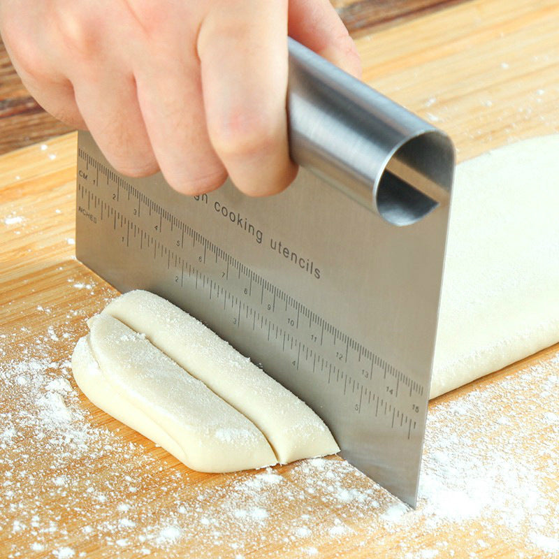US Local Stainless Steel Pastry Spatulas Cutter With Scale Pizza Dough Scraper Fondant Cake Decoration Tools Baking Kitchen Accessories Dough Cake Stainless Steel Pizza Flour Tool Cutter Chopper Scraper