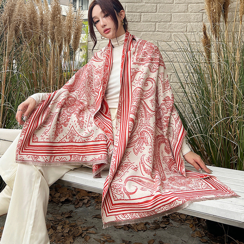 US Local Female Versatile Fashion Thickened Warm Cashmere Scarf