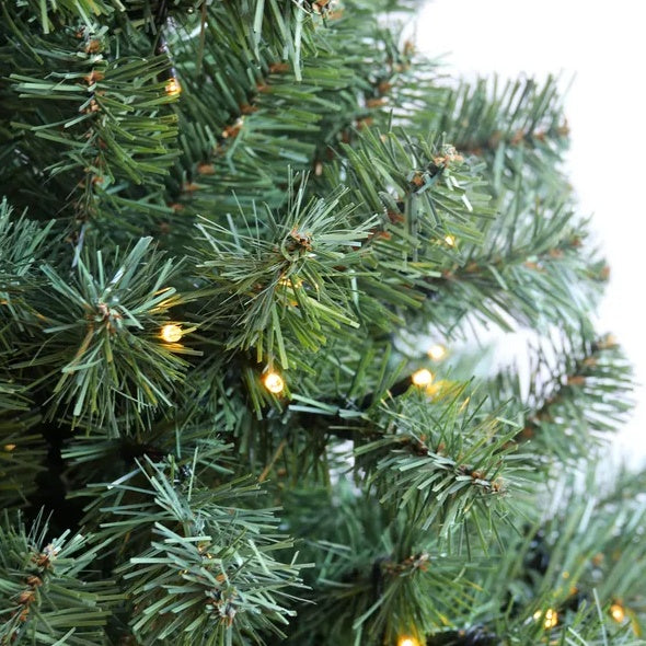 US Local Pre-lit Christmas Tree 6ft Artificial Hinged Xmas Tree With Foldable Stand