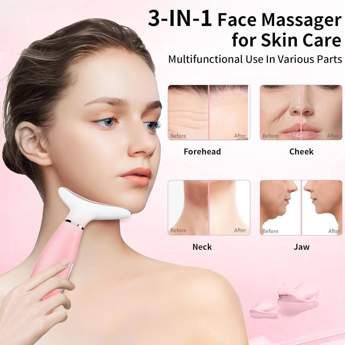 US Local Skin Care Neck Face Massage Tool With Thermals, 3-in-1 Facial Massager